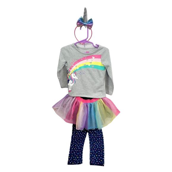 Disney Girls 4pc Minnie Mouse Unicorn Outfit Pants Shirt Skirt Set Size 2T - Picture 1 of 9